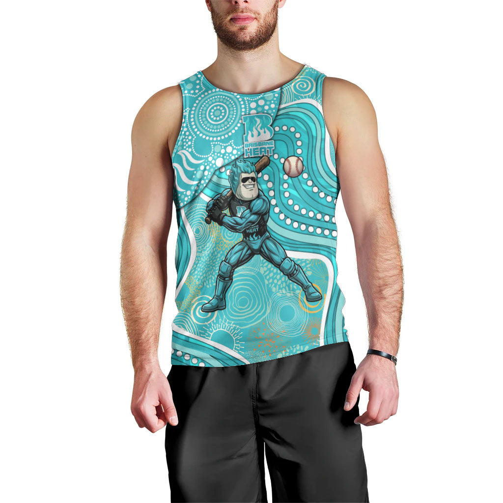 Brisbane Heat Men Tank Top Indigenous Dot Art Superhero Batter Tribal Pattern