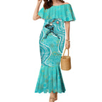 Brisbane Heat Mermaid Dress Indigenous Dot Art Superhero Batter Tribal Pattern