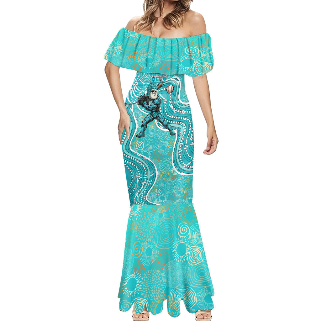 Brisbane Heat Mermaid Dress Indigenous Dot Art Superhero Batter Tribal Pattern