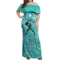Brisbane Heat Off Shoulder Maxi Dress Indigenous Dot Art Superhero Batter Tribal Pattern