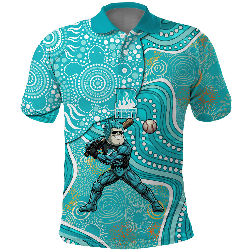 Brisbane Heat Polo Shirt Indigenous Dot Art Superhero Batter Tribal Pattern
