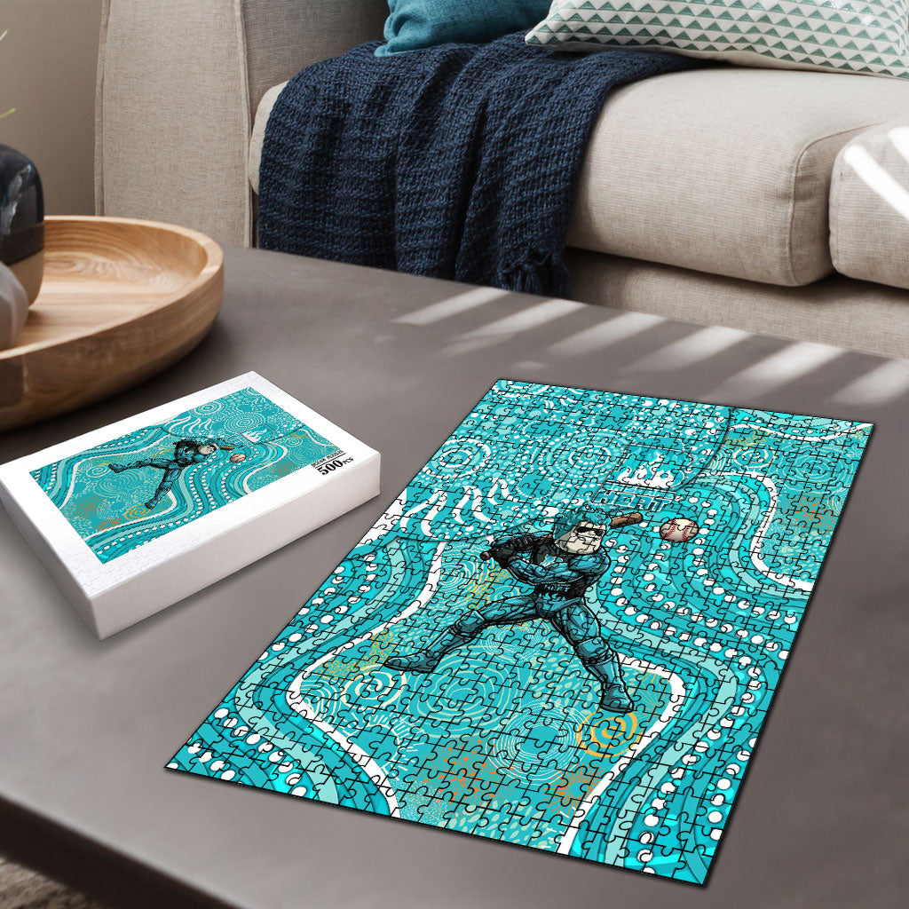 Brisbane Heat Puzzle Indigenous Dot Art Superhero Batter Tribal Pattern
