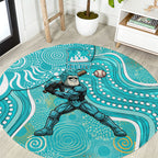 Brisbane Heat Round Carpet Indigenous Dot Art Superhero Batter Tribal Pattern