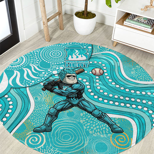 Brisbane Heat Round Carpet Indigenous Dot Art Superhero Batter Tribal Pattern