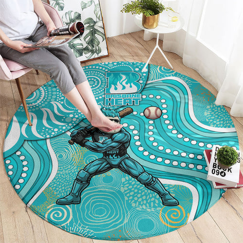 Brisbane Heat Round Carpet Indigenous Dot Art Superhero Batter Tribal Pattern