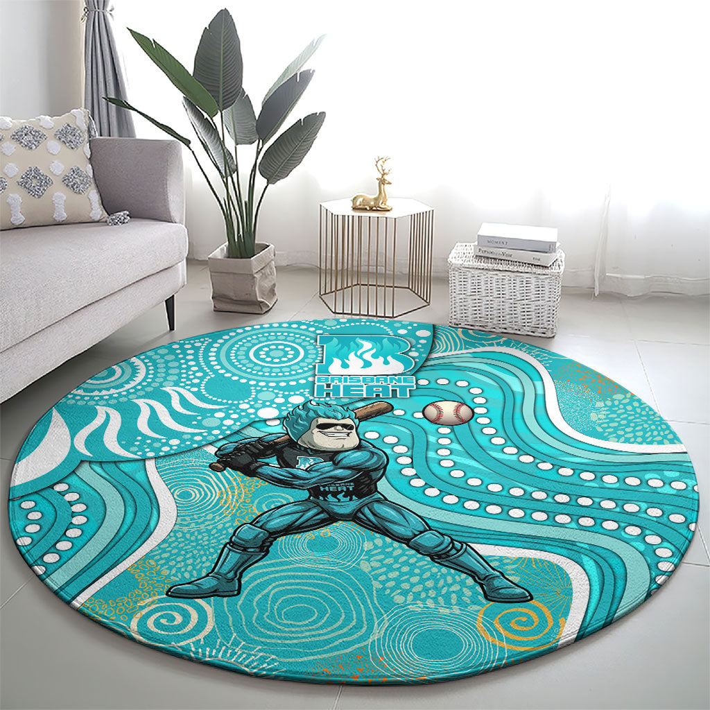 Brisbane Heat Round Carpet Indigenous Dot Art Superhero Batter Tribal Pattern