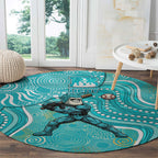 Brisbane Heat Round Carpet Indigenous Dot Art Superhero Batter Tribal Pattern