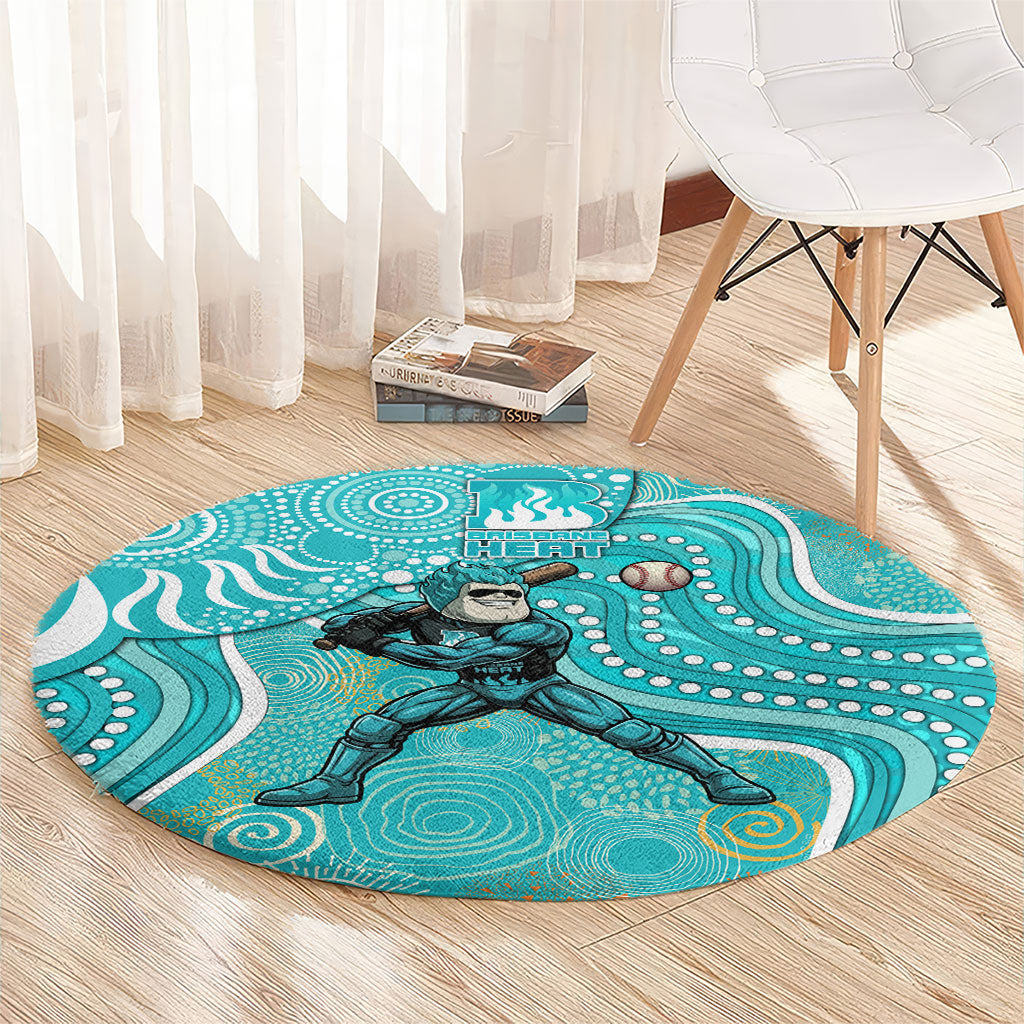 Brisbane Heat Round Carpet Indigenous Dot Art Superhero Batter Tribal Pattern
