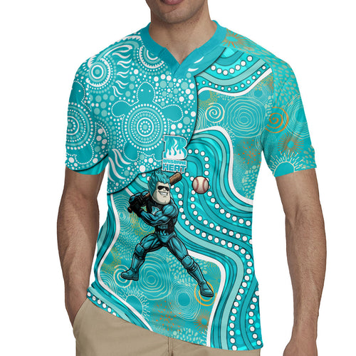 Brisbane Heat Rugby Jersey Indigenous Dot Art Superhero Batter Tribal Pattern