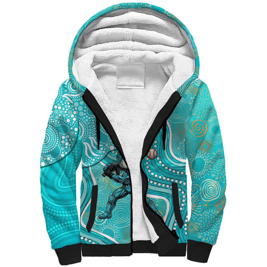 Brisbane Heat Sherpa Hoodie Indigenous Dot Art Superhero Batter Tribal Pattern