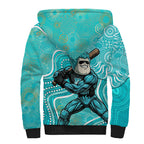 Brisbane Heat Sherpa Hoodie Indigenous Dot Art Superhero Batter Tribal Pattern