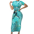 Brisbane Heat Short Sleeve Bodycon Dress Indigenous Dot Art Superhero Batter Tribal Pattern