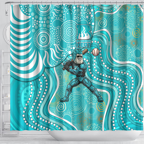 Brisbane Heat Shower Curtain Indigenous Dot Art Superhero Batter Tribal Pattern