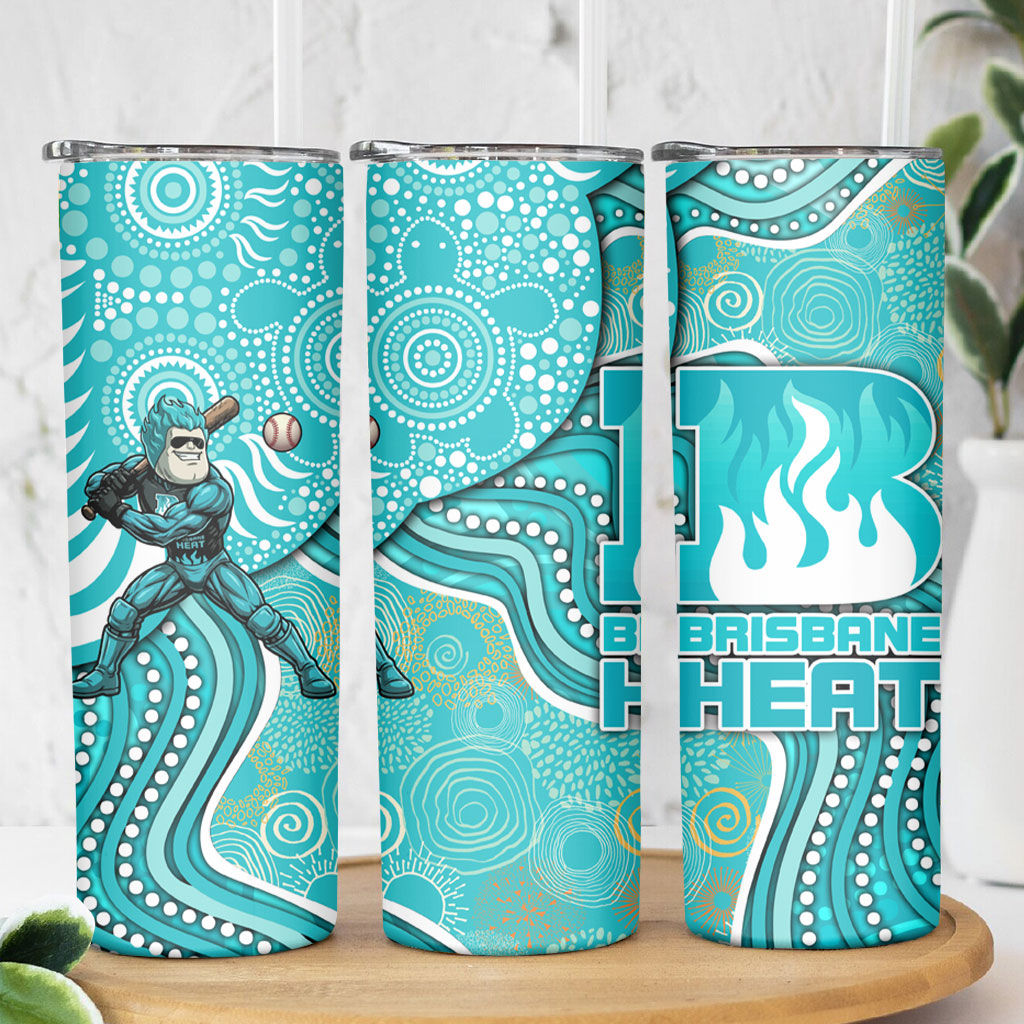 Brisbane Heat Skinny Tumbler Indigenous Dot Art Superhero Batter Tribal Pattern
