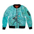 Brisbane Heat Sleeve Zip Bomber Jacket Indigenous Dot Art Superhero Batter Tribal Pattern