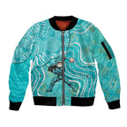 Brisbane Heat Sleeve Zip Bomber Jacket Indigenous Dot Art Superhero Batter Tribal Pattern