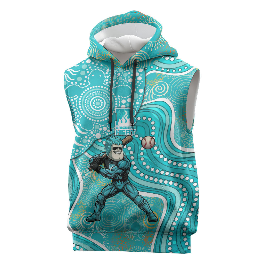 Brisbane Heat Sleeveless Hoodie Indigenous Dot Art Superhero Batter Tribal Pattern