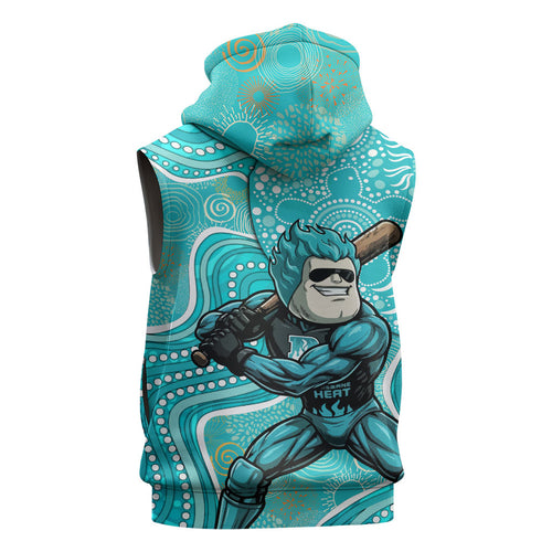 Brisbane Heat Sleeveless Hoodie Indigenous Dot Art Superhero Batter Tribal Pattern