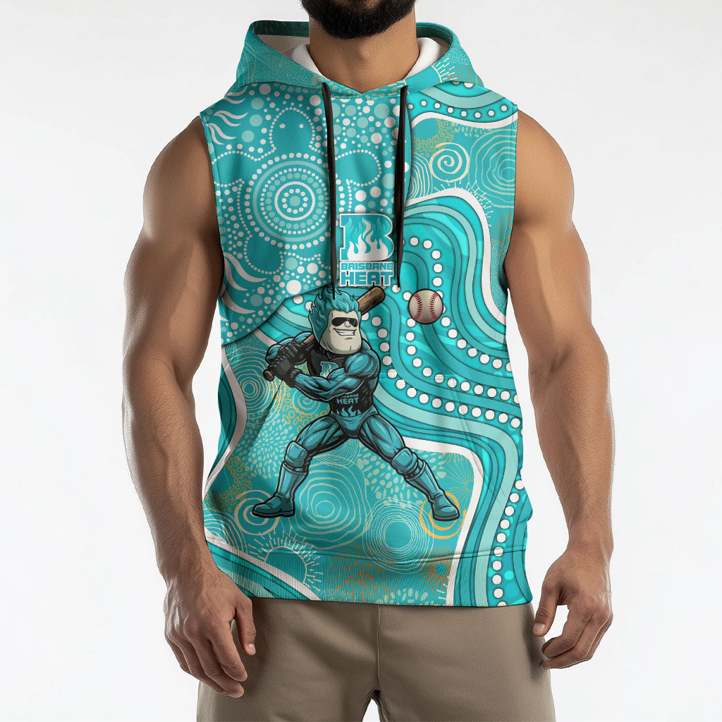 Brisbane Heat Sleeveless Hoodie Indigenous Dot Art Superhero Batter Tribal Pattern
