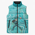 Brisbane Heat Sleeveless Puffer Jacket Indigenous Dot Art Superhero Batter Tribal Pattern
