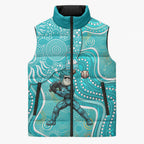 Brisbane Heat Sleeveless Puffer Jacket Indigenous Dot Art Superhero Batter Tribal Pattern