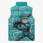 Brisbane Heat Sleeveless Puffer Jacket Indigenous Dot Art Superhero Batter Tribal Pattern