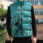 Brisbane Heat Sleeveless Puffer Jacket Indigenous Dot Art Superhero Batter Tribal Pattern