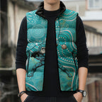 Brisbane Heat Sleeveless Puffer Jacket Indigenous Dot Art Superhero Batter Tribal Pattern