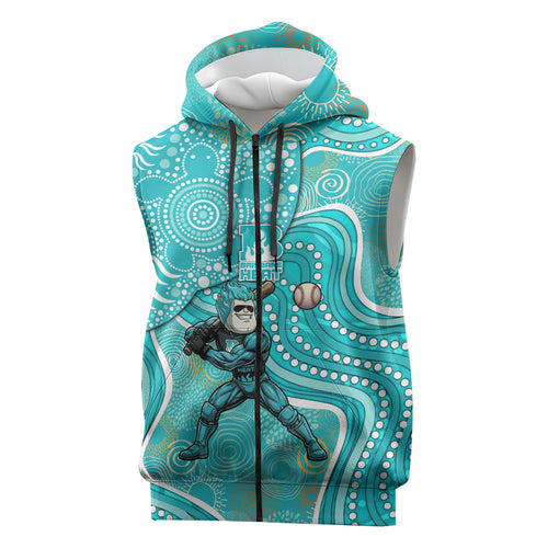 Brisbane Heat Sleeveless Zip Hoodie Indigenous Dot Art Superhero Batter Tribal Pattern
