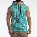 Brisbane Heat Sleeveless Zip Hoodie Indigenous Dot Art Superhero Batter Tribal Pattern