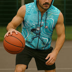 Brisbane Heat Sleeveless Zip Hoodie Indigenous Dot Art Superhero Batter Tribal Pattern