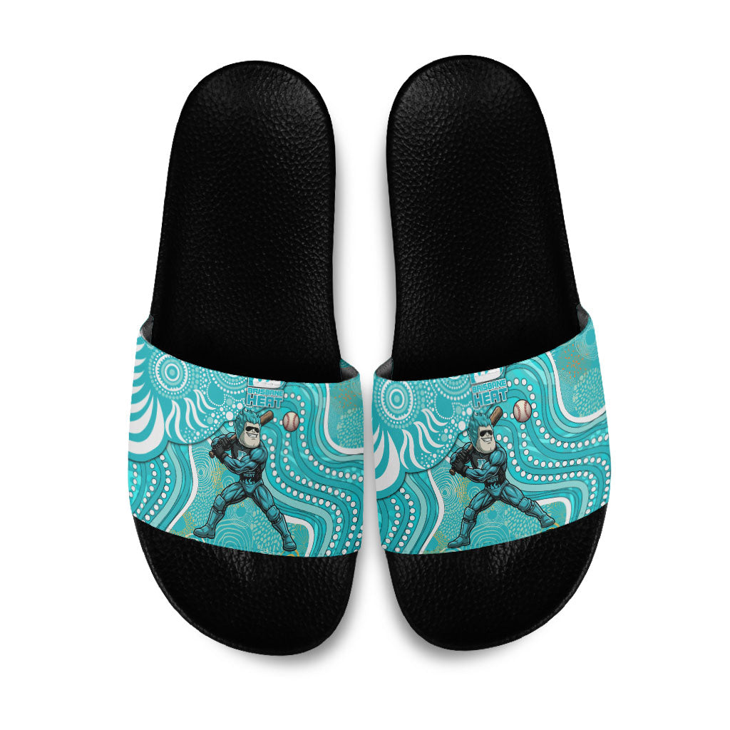 Brisbane Heat Slide Sandals Indigenous Dot Art Superhero Batter Tribal Pattern