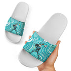 Brisbane Heat Slide Sandals Indigenous Dot Art Superhero Batter Tribal Pattern