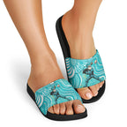 Brisbane Heat Slide Sandals Indigenous Dot Art Superhero Batter Tribal Pattern