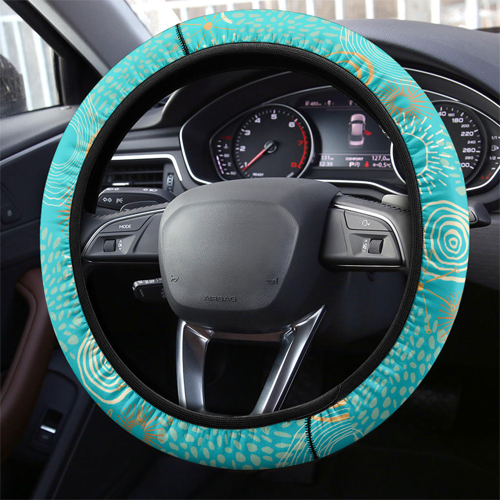 Brisbane Heat Steering Wheel Cover Indigenous Dot Art Superhero Batter Tribal Pattern