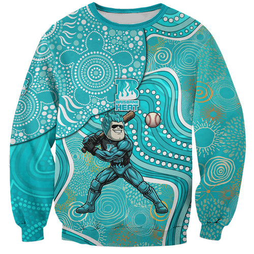 Brisbane Heat Sweatshirt Indigenous Dot Art Superhero Batter Tribal Pattern