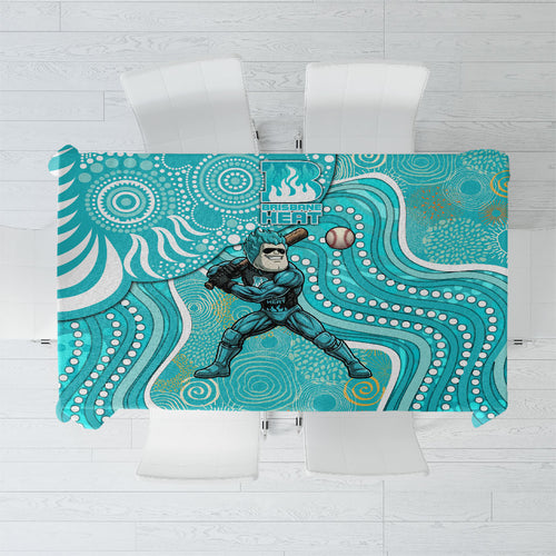Brisbane Heat Tablecloth Indigenous Dot Art Superhero Batter Tribal Pattern