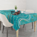 Brisbane Heat Tablecloth Indigenous Dot Art Superhero Batter Tribal Pattern