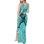 Brisbane Heat Tank Maxi Dress Indigenous Dot Art Superhero Batter Tribal Pattern