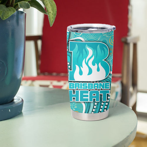 Brisbane Heat Tumbler Cup Indigenous Dot Art Superhero Batter Tribal Pattern