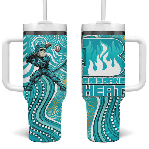 Brisbane Heat Tumbler With Handle Indigenous Dot Art Superhero Batter Tribal Pattern