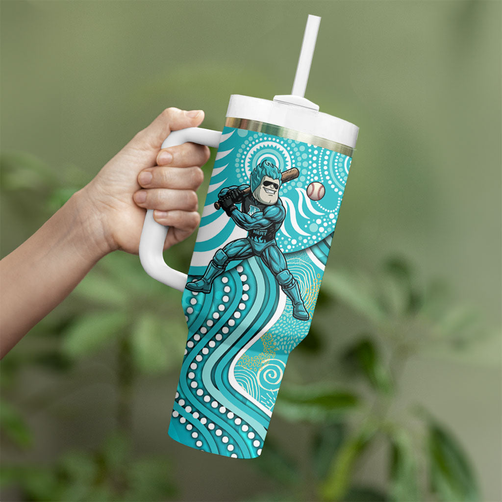 Brisbane Heat Tumbler With Handle Indigenous Dot Art Superhero Batter Tribal Pattern