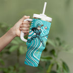Brisbane Heat Tumbler With Handle Indigenous Dot Art Superhero Batter Tribal Pattern