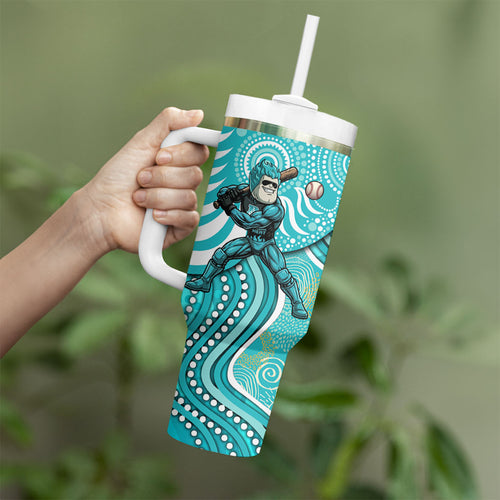 Brisbane Heat Tumbler With Handle Indigenous Dot Art Superhero Batter Tribal Pattern