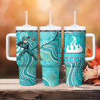 Brisbane Heat Tumbler With Handle Indigenous Dot Art Superhero Batter Tribal Pattern