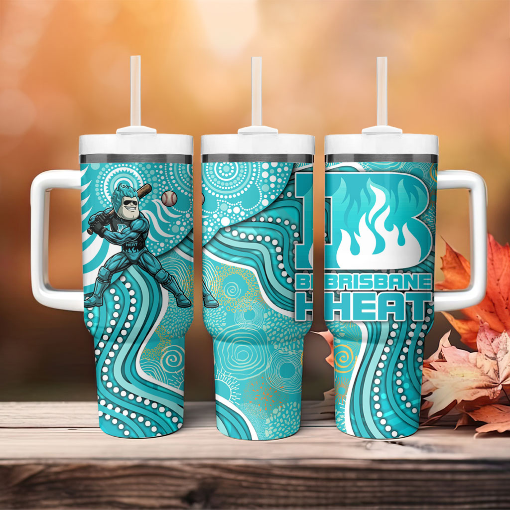 Brisbane Heat Tumbler With Handle Indigenous Dot Art Superhero Batter Tribal Pattern