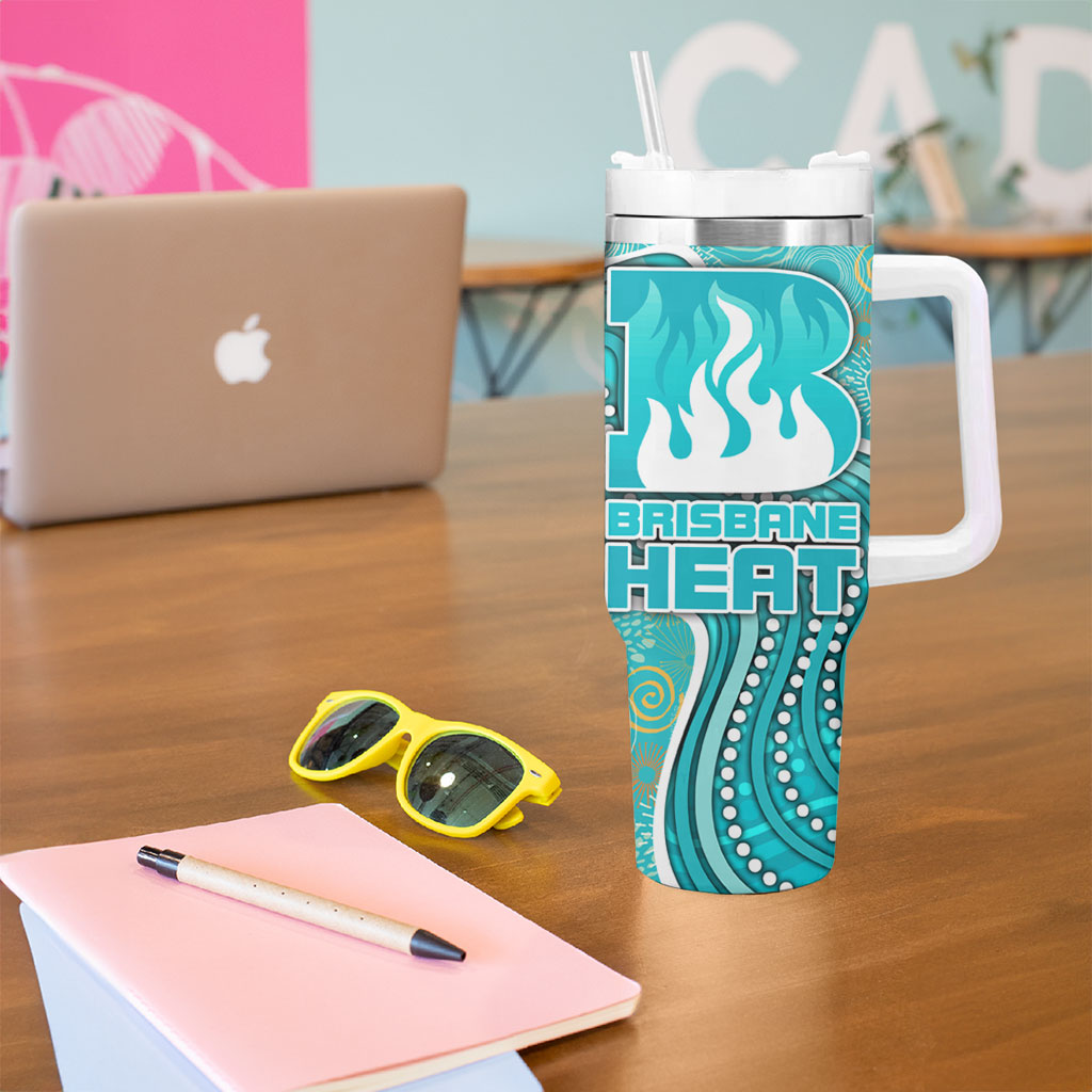 Brisbane Heat Tumbler With Handle Indigenous Dot Art Superhero Batter Tribal Pattern