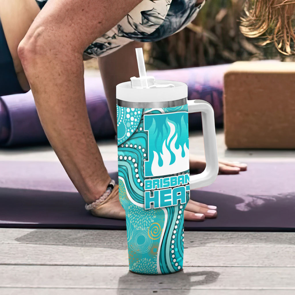 Brisbane Heat Tumbler With Handle Indigenous Dot Art Superhero Batter Tribal Pattern