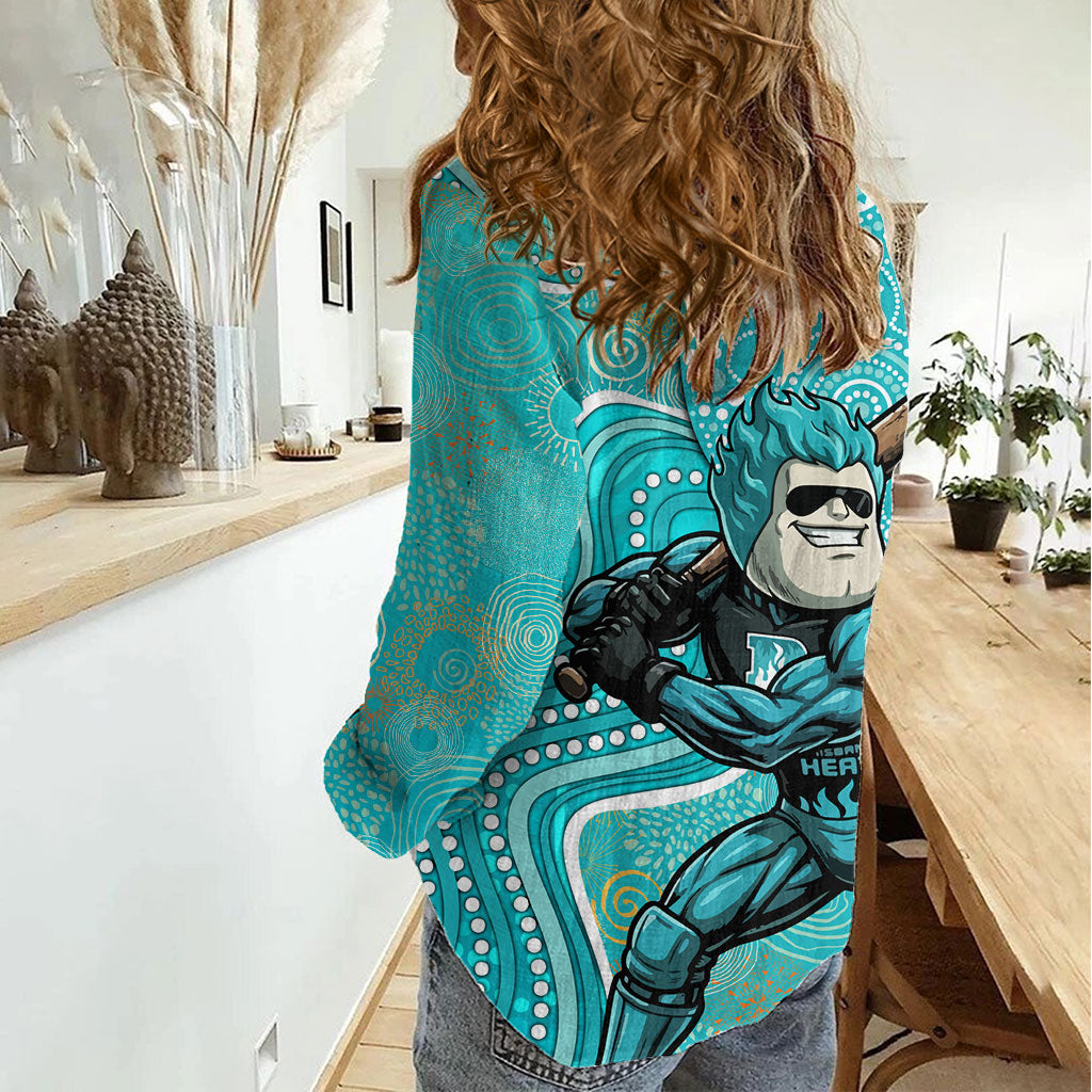 Brisbane Heat Women Casual Shirt Indigenous Dot Art Superhero Batter Tribal Pattern