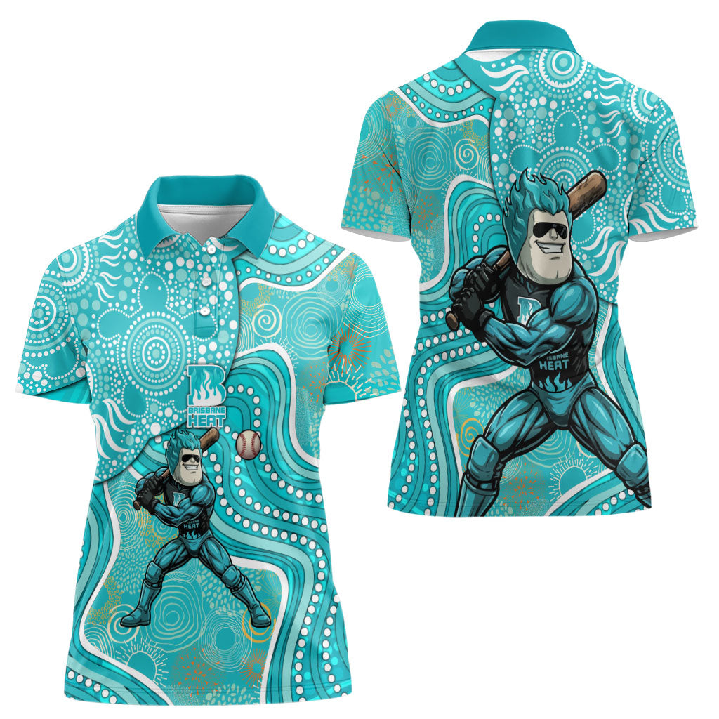 Brisbane Heat Women Polo Shirt Indigenous Dot Art Superhero Batter Tribal Pattern